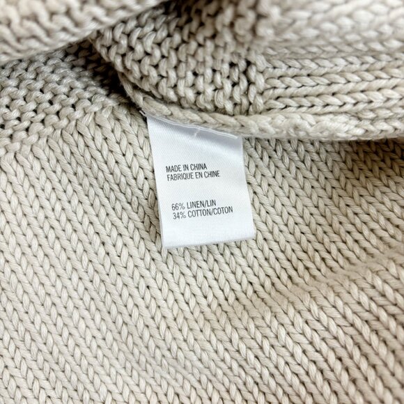 THEORY Knit Linen Blend Zip Front Sweater Cardigan Petite Cozy Beach Natural - Picture 6 of 7